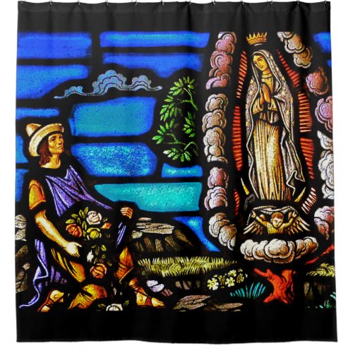 Our Lady Guadalupe Nuestra Senora Stained Glass Shower Curtain