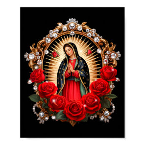 Our Lady Guadalupe Saint Virgin Mary In Roses Flow Poster
