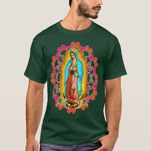 Our Lady Guadalupe Virgin Mary Catholic Saint Pink T_Shirt