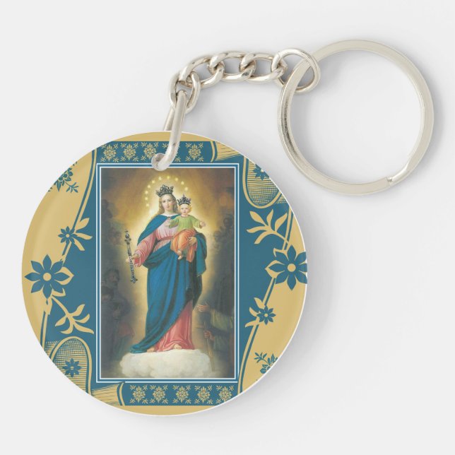 Our Lady Help of Christians with Baby Jesus Keychain (Back)