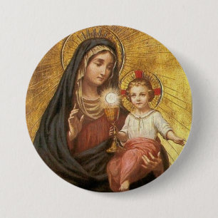 Our Lady Help of the Blessed Sacrament w/Jesus Pinback Button