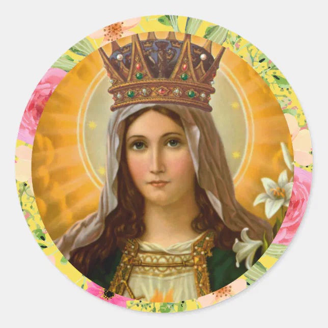 Our Lady Immaculate Heart Of Mary Virgin Mary Classic Round Sticker Zazzle