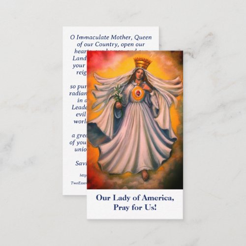 Our Lady of America Prayer Card