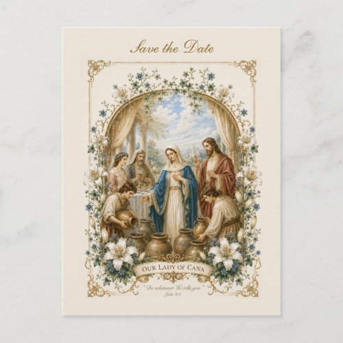 Our Lady of Cana Save the Date Wedding Postcard