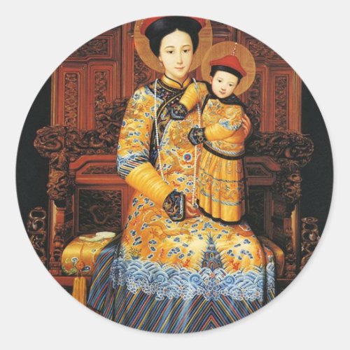 Our Lady of China 中华圣母 中華聖母 Chinese Virgin Mary Classic Round Sticker