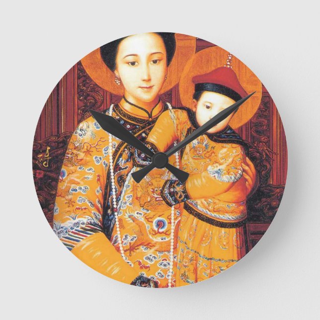 Our Lady of China (中华圣母, 中華聖母) Chinese Virgin Mary Round Clock (Front)