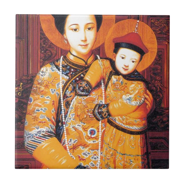 Our Lady of China (中华圣母, 中華聖母) Chinese Virgin Mary Tile (Front)