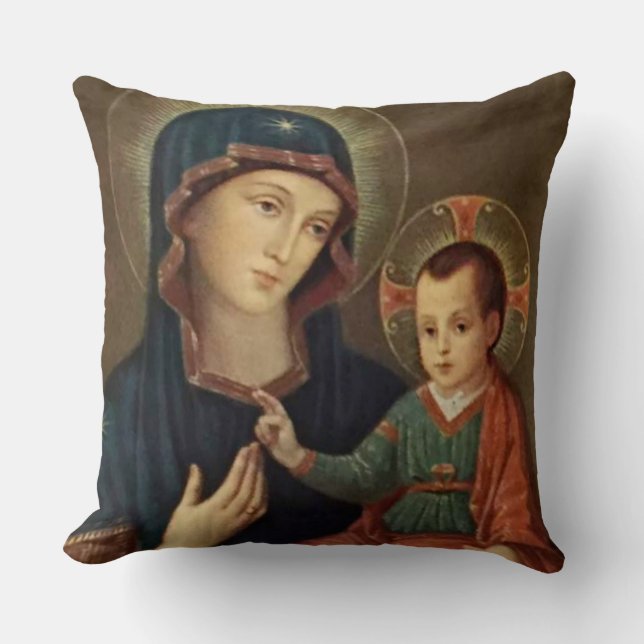 Our Lady of Consolation Child Jesus Throw Pillow (Front)