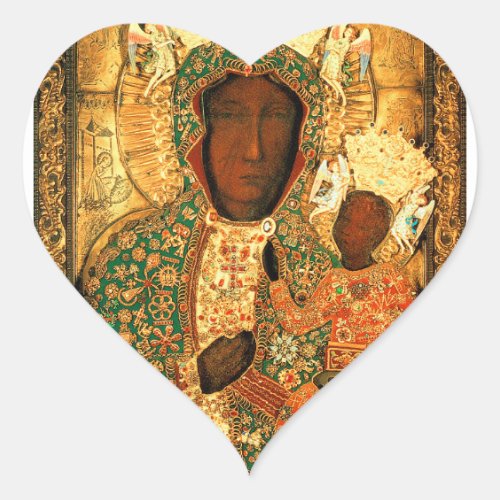 Our Lady of Czestochowa Black Madonna Poland gift Heart Sticker
