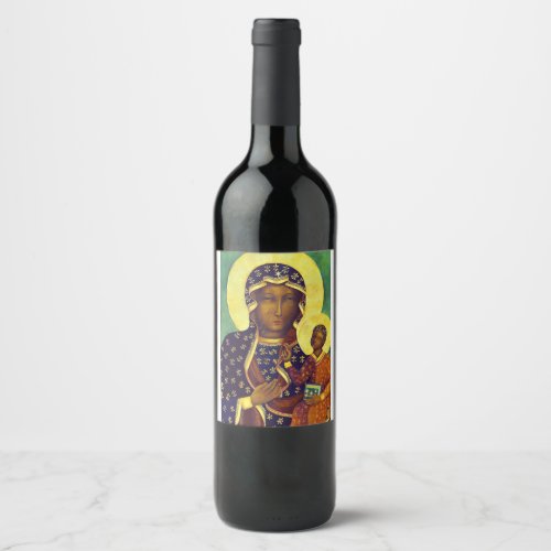 Our lady of Czestochowa Black Madonna Poland Icon Wine Label