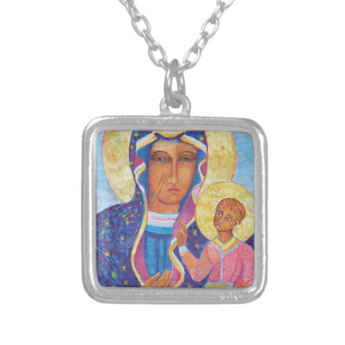 Our Lady of Czestochowa Black Madonna Poland Silver Plated Necklace
