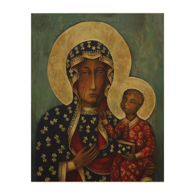 Our Lady of Czestochowa Black Virgin Mary Wood Art (Front)