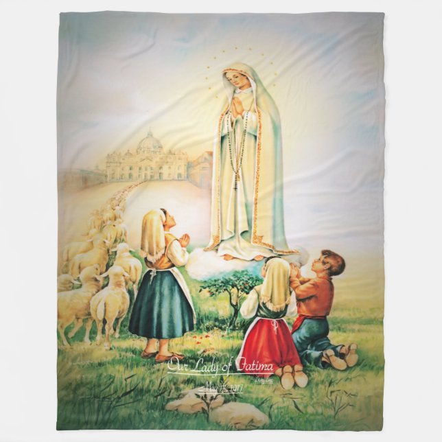 Our Lady of Fatima 1917 Fleece Blanket (Front)