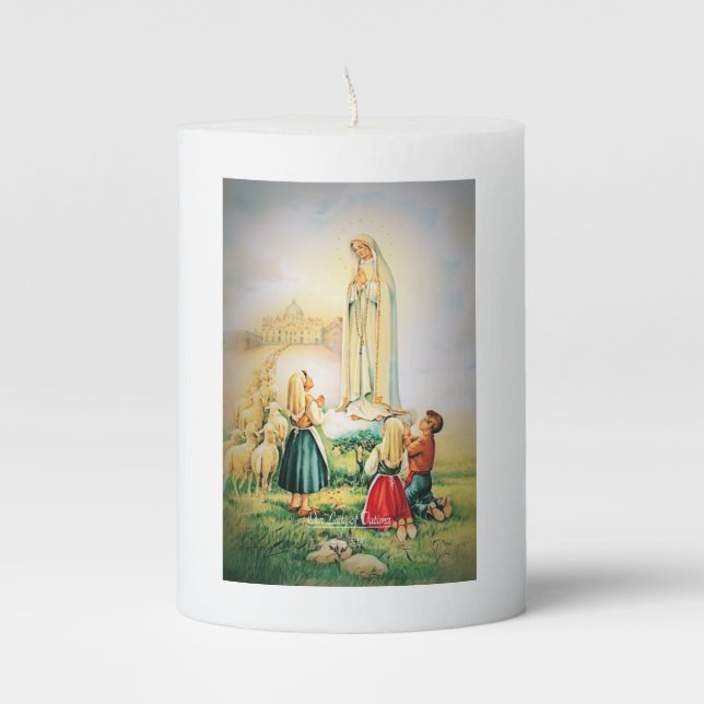 Our Lady of Fatima 1917 Pillar Candle (Front)