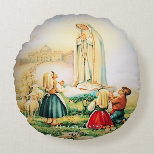 Our Lady of Fatima 1917 Round Pillow (Front)
