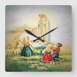 Our Lady of Fatima 1917 Square Wall Clock