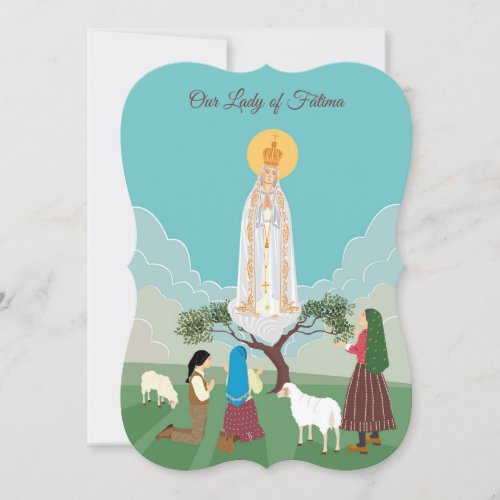 Our Lady of Fatima and the shepherds greeting card