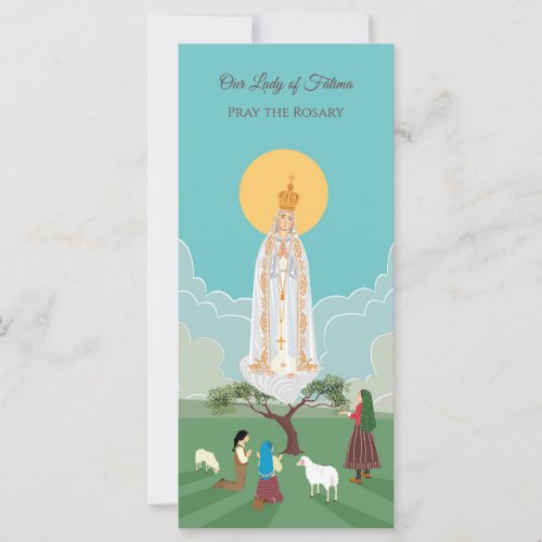 Our Lady of Fatima and the shepherds prayer card