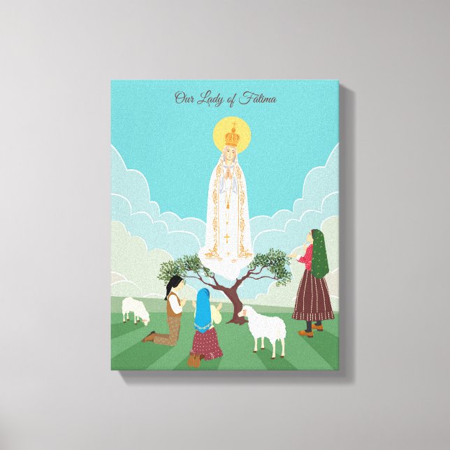Our Lady of Fatima and the three shepherds Canvas Print (Front)