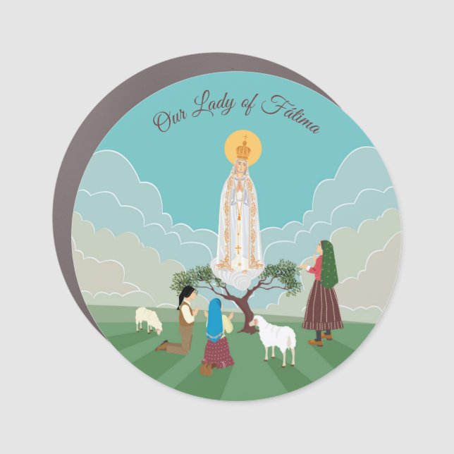 Our Lady of Fatima and the three shepherds Car Magnet (Front)