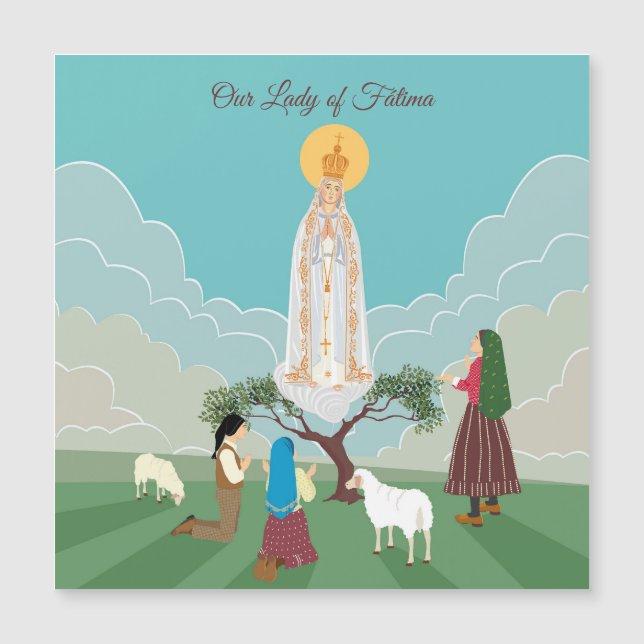 Our Lady of Fatima and the three shepherds card (Front)