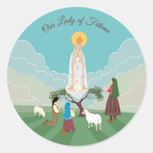 Our Lady of Fatima and the three shepherds Classic Round Sticker