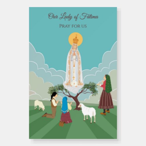 Our Lady of Fatima and the three shepherds Foam Board