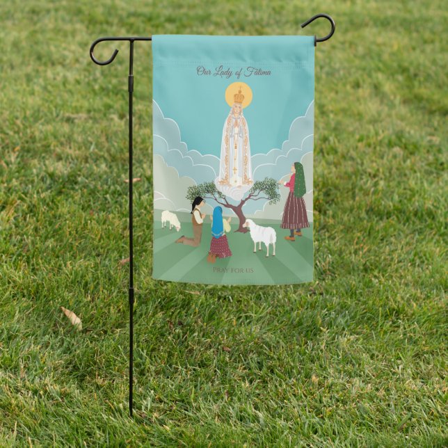 Our Lady of Fatima and the three shepherds Garden Flag (In SItu)