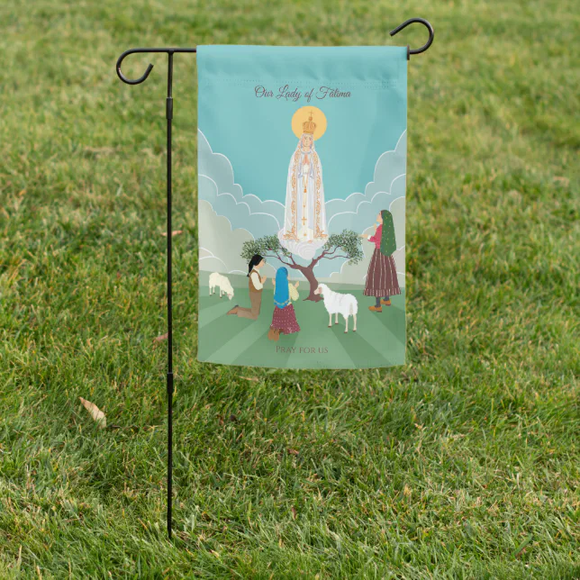 Fatima Flags Our Lady of Fatima and the three shepherds Garden Flag | Zazzle