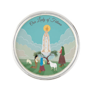 Our Lady of Fatima and the three shepherds Lapel Pin