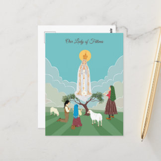 Our Lady of Fatima and the three shepherds Postcard