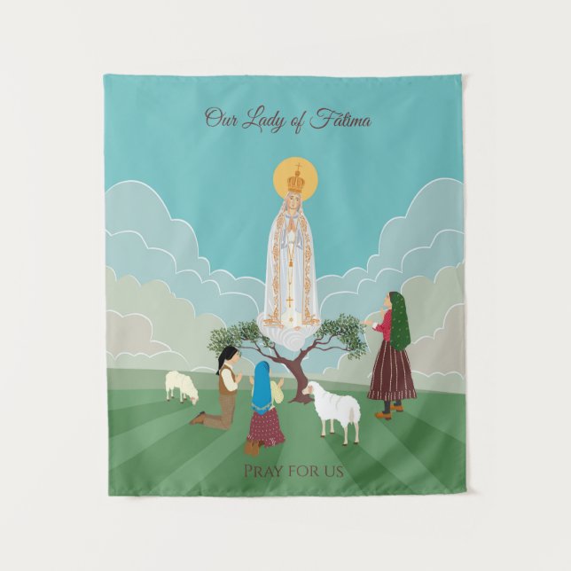 Our Lady of Fatima and the three shepherds Tapestry (Front)
