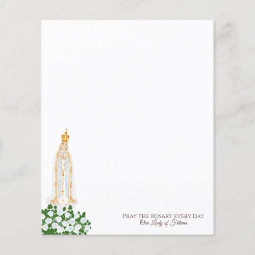 Our Lady of Fatima and white roses