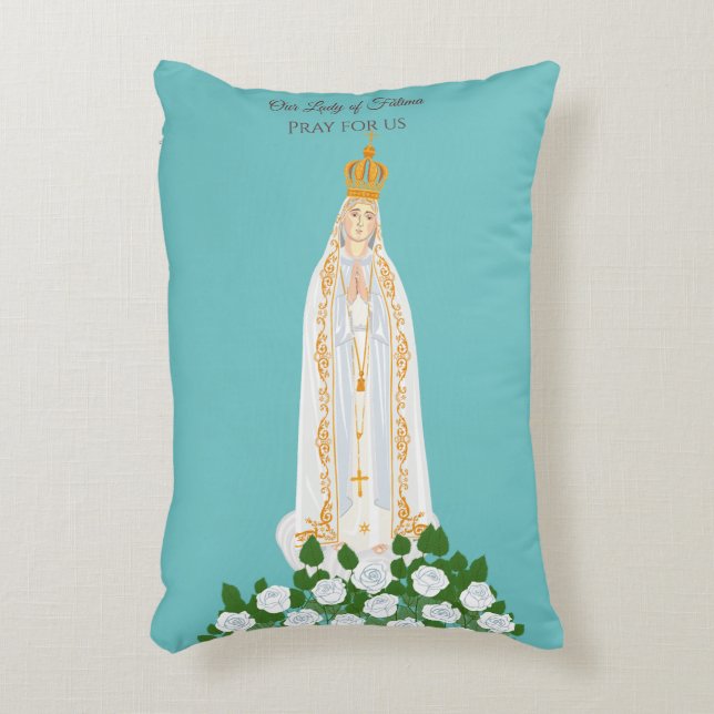 Our Lady of Fatima and white roses Accent Pillow (Front(Vertical))