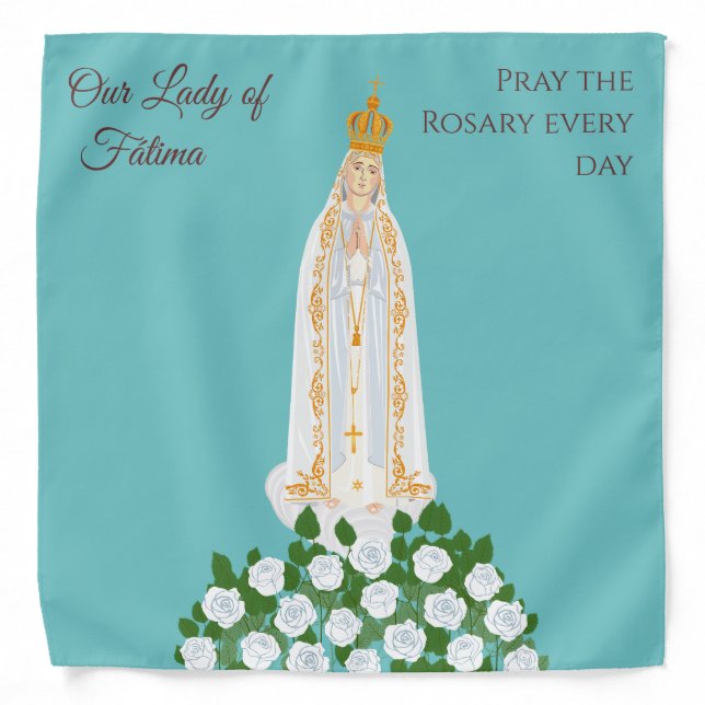 Our Lady of Fatima and white roses Bandana (Front)