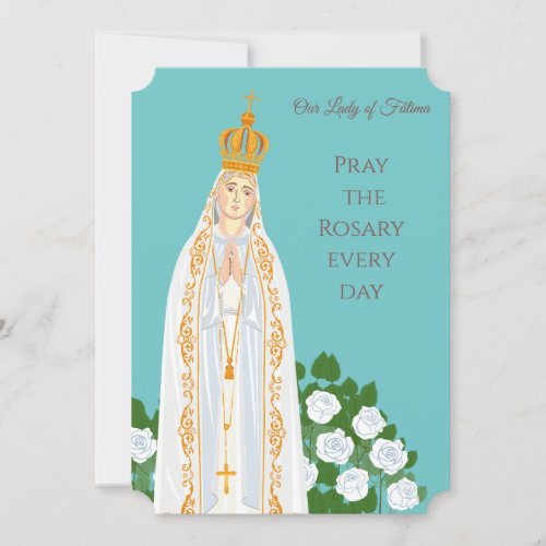 Our Lady of Fatima and white roses Birthday card