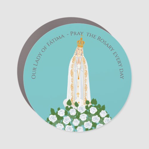 Our Lady of Fatima and white roses Car Magnet