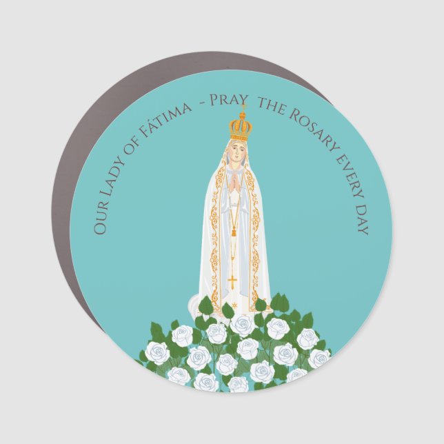 Our Lady of Fatima and white roses Car Magnet (Front)