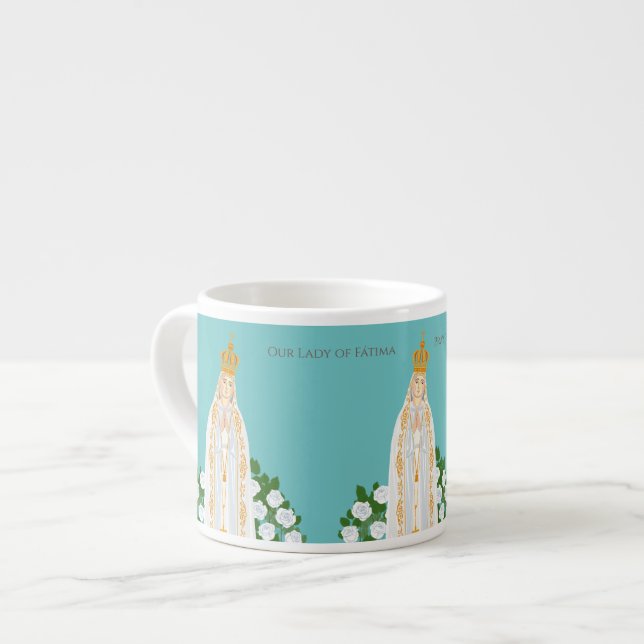 Our Lady of Fatima and white roses Espresso Cup (Front Left)