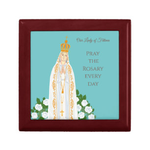 Our Lady of Fatima and white roses Gift Box