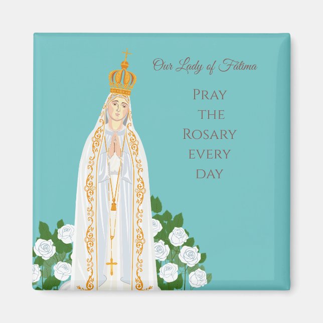 Our Lady of Fatima and white roses Magnet (Front)