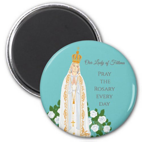 Our Lady of Fatima and white roses Magnet