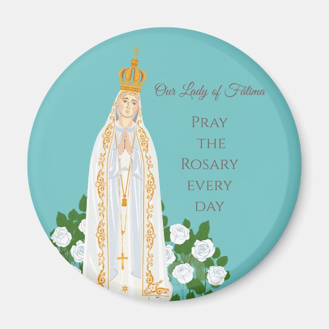 Our Lady of Fatima and white roses Magnet (Front)