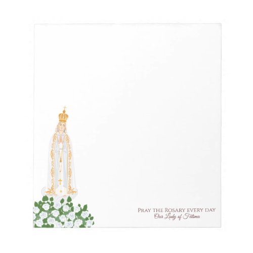 Our Lady of Fatima and white roses Notepad