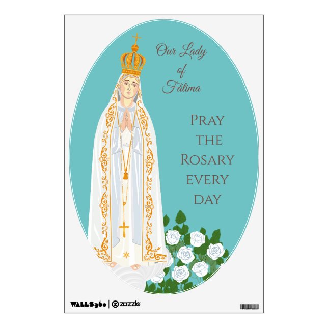 Our Lady of Fatima and white roses Wall Decal (Front)