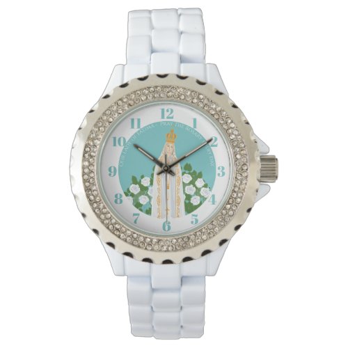 Our Lady of Fatima and white roses    Watch