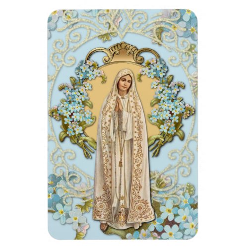 Our Lady of Fatima Blue Floral Religious  Magnet
