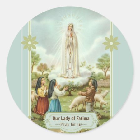 Our Lady Of Fatima Children Sheep Classic Round Sticker