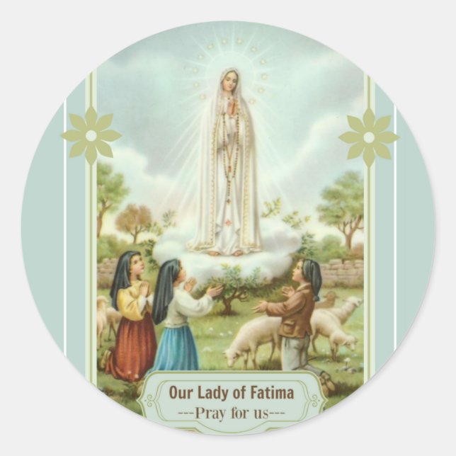 Our Lady of Fatima Children Sheep Classic Round Sticker (Front)