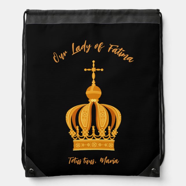Our Lady of Fatima crown Drawstring Bag (Front)
